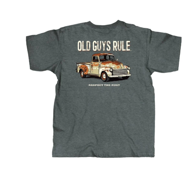 Respect The Rust Truck – Old Guys Rule T Shirt – Dark Heather