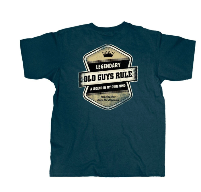 Legendary Badge In my own Mind – Old Guys Rule T Shirt – Harbor Blue