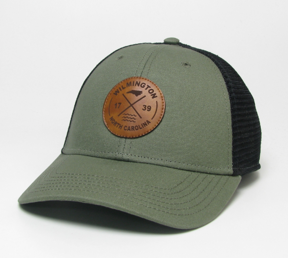 Wilmington Leather patch Circle    – Legacy Low Pro Snap Back Hat – Olive  / Black