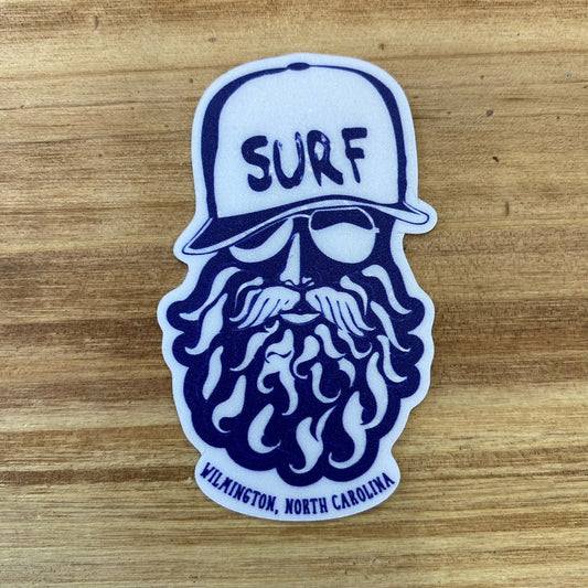 SURF BEARD WILMINGTON , NC  – STICKER ( 2″ X 2″ ROUGHLY )