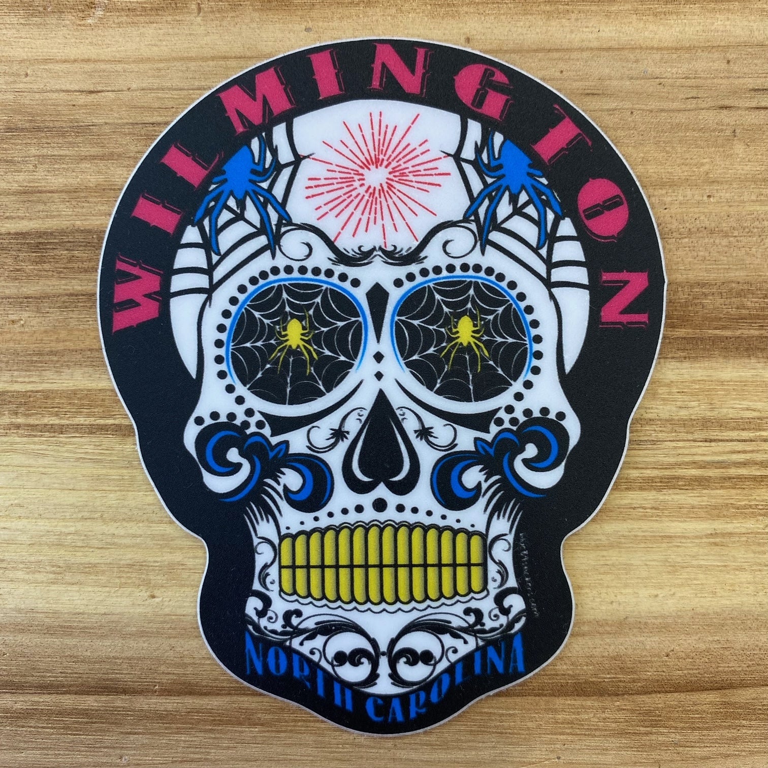 SKULL WILMINGTON  , NC  – BIG STICKER ( 3″ X 4 ″ ROUGHLY )