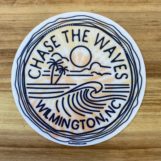 CHASING WAVES  WILMINGTON  , NC  – BIG STICKER ( 3″ X 4 ″ ROUGHLY )